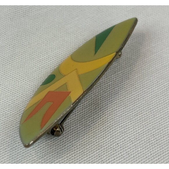 Vintage Abstract Enamel Brooch Pin 3" Multicolor Geometric 80s 90s - Picture 3 of 5